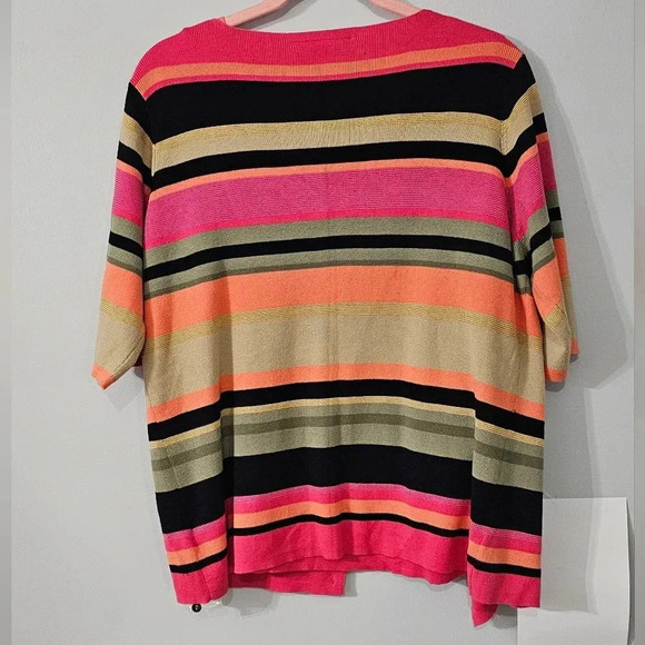 Vintage David Brooks Striped Cardigan - Pink, Black, Orange, Green, Cream - Picture 5 of 7